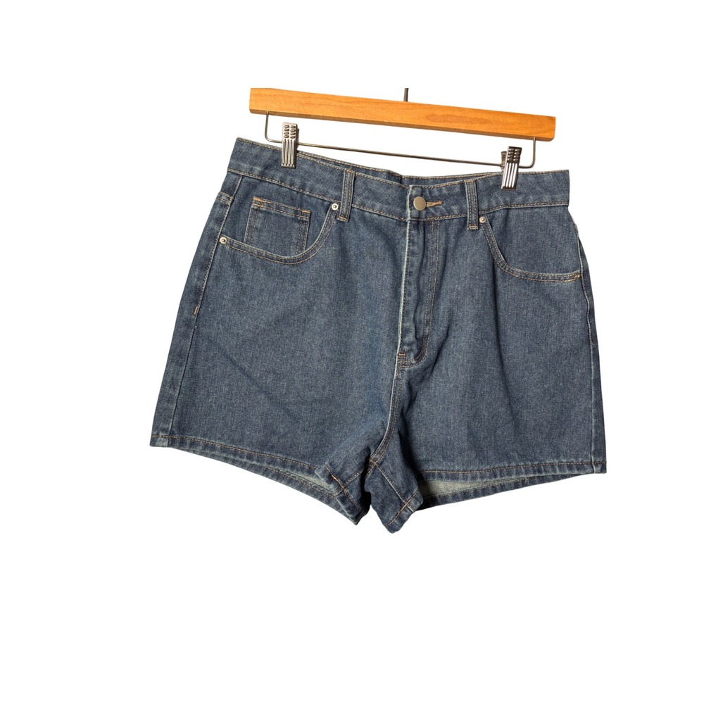 Dazy Womens Denim Shorts XL Blue High Rise Medium Wash Casual Minimalist